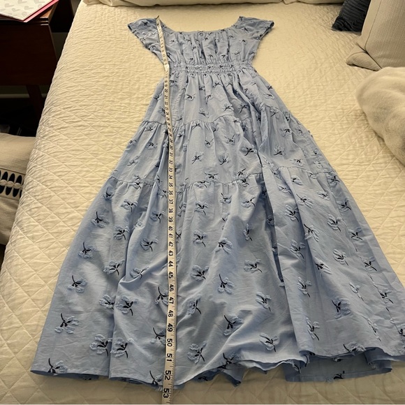 Ann Mashburn Blue Floral Printed Ruched Waist Long Dress Womens XS 100% Cotton - Picture 14 of 14